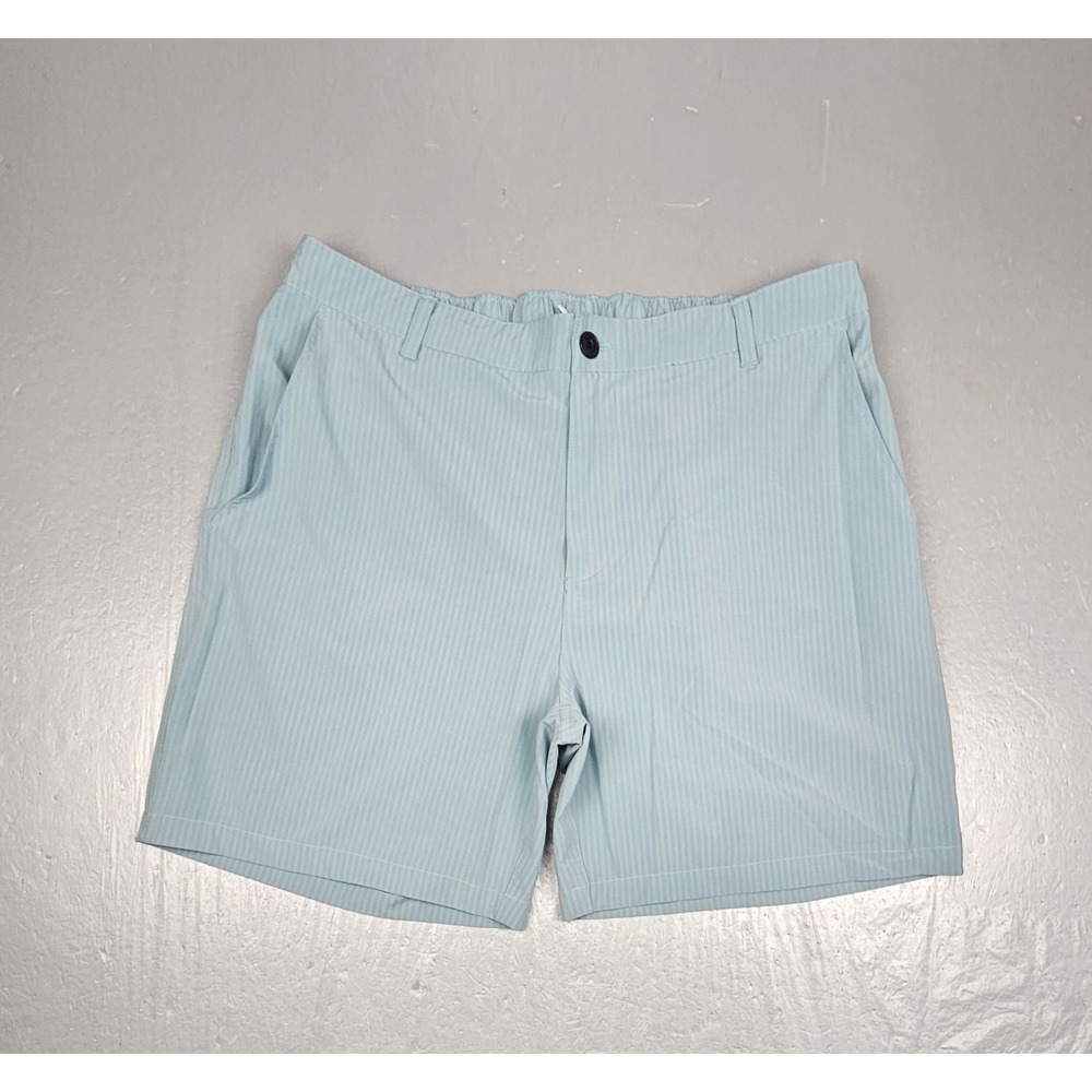 7Diamonds Seersucker Shorts Mens 38 Blue Striped Stretch Golf Casual Hybrid